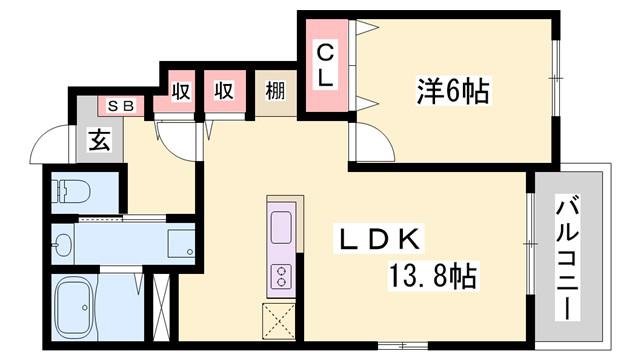 パレドール大浜II(1LDK/1階)の間取り写真