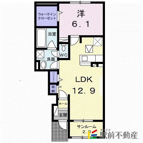 ティエンテ(1LDK/1階)の間取り写真
