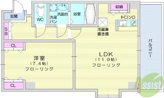 フィオーレ北山(1LDK/5階)の間取り写真
