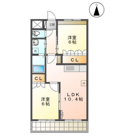 サンコート南(2LDK/2階)の間取り写真