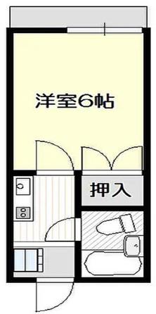 ワンズハイム御茶山(1K/2階)の間取り写真