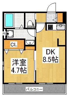 シルト豊岡(1DK/4階)の間取り写真