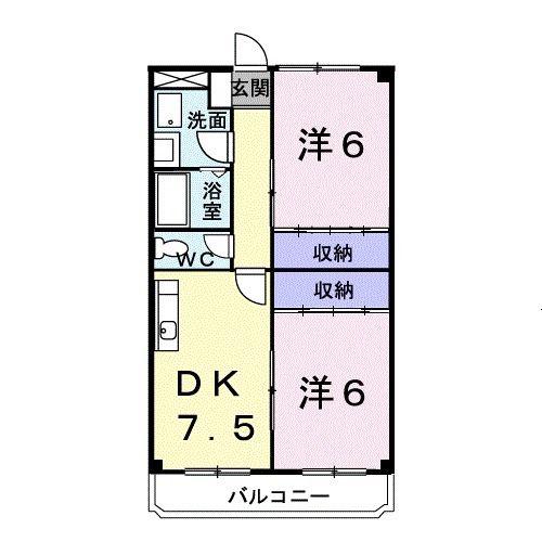 シャルマンハイツB(2DK/1階)の間取り写真