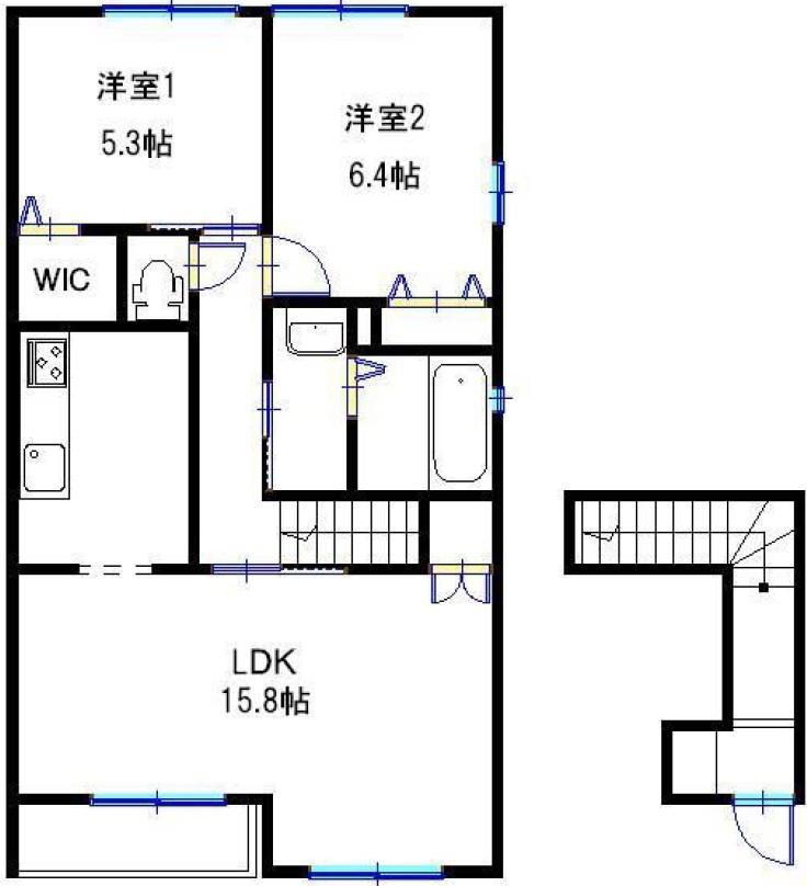 ルーチェ(2LDK/2階)の間取り写真