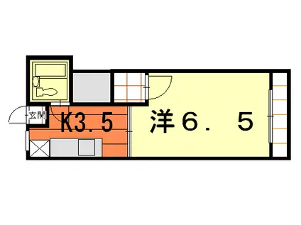 コーポサミール(1K/2階)の間取り写真