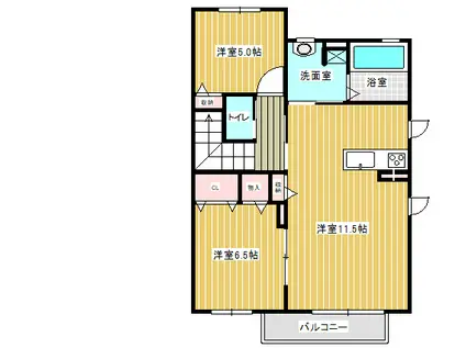 プロヌーブ八乙女I(2LDK/2階)の間取り写真