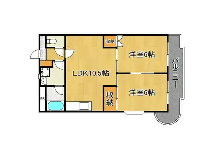 ミタカホーム8番(2LDK/7階)の間取り写真
