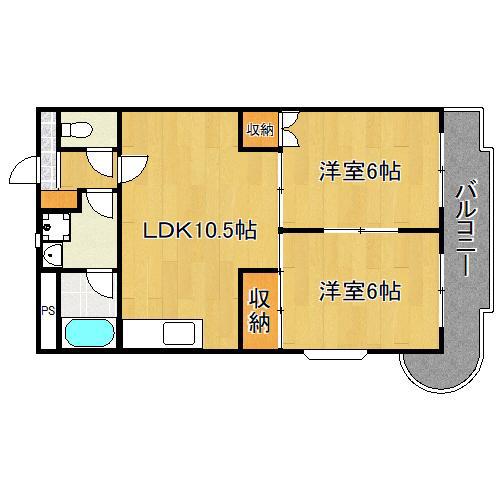 ミタカホーム8番(2LDK/7階)の間取り写真