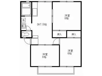 サンハイツ桜(3DK/2階)の間取り写真