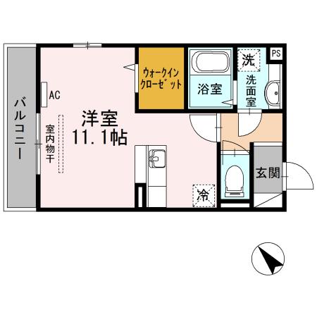 ＪＲ山陽本線 西条駅(広島) 徒歩30分 3階建 築11年(ワンルーム/3階)の間取り写真