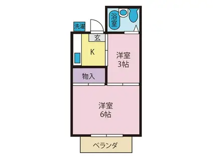 マルイチアパート(2K/2階)の間取り写真