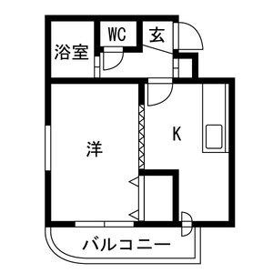 エンドレス三井南6条(1DK/2階)の間取り写真