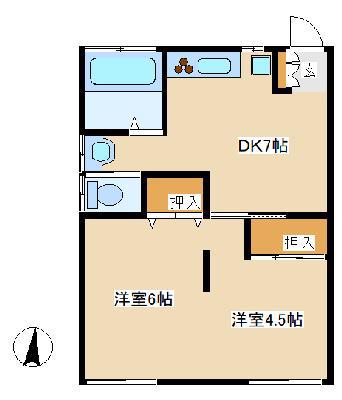 コーポサンライズ(2DK/1階)の間取り写真