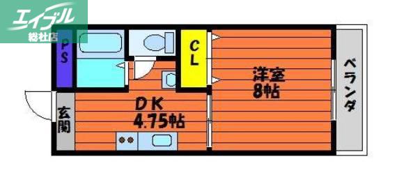 アースウェル(1DK/2階)の間取り写真