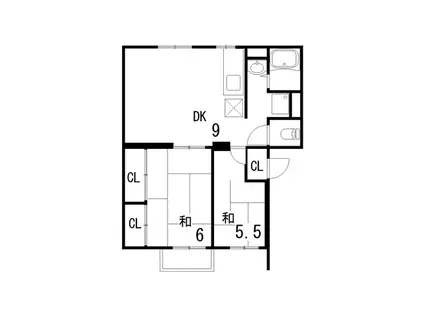 シャネル大原(2DK/2階)の間取り写真