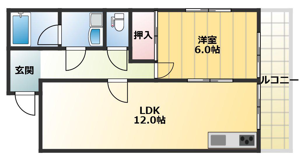スリーフレンド河合(1LDK/4階)の間取り写真