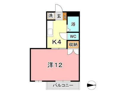 クリスタルハイツ(1K/2階)の間取り写真
