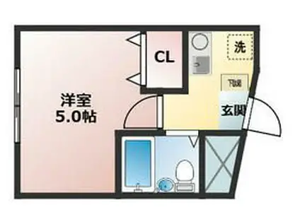 クラウン桃井(1K/2階)の間取り写真