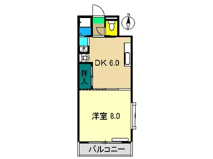 クアルト・ドセ(1DK/4階)の間取り写真