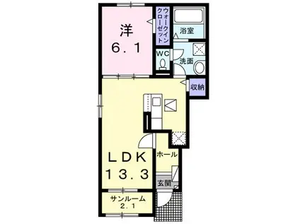ＪＲ阪和線 紀伊駅 徒歩56分 2階建 新築(1LDK/1階)の間取り写真