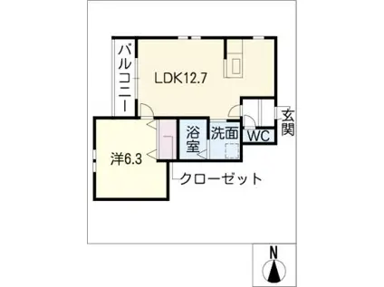 エクセレンス勝川(1LDK/1階)の間取り写真