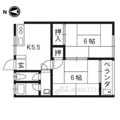 ローズハウス(2DK/1階)の間取り写真