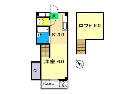 しおやハイツ(1DK/3階)の間取り写真