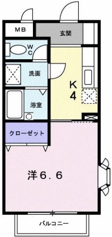 カーザ・モラエス(1K/1階)の間取り写真