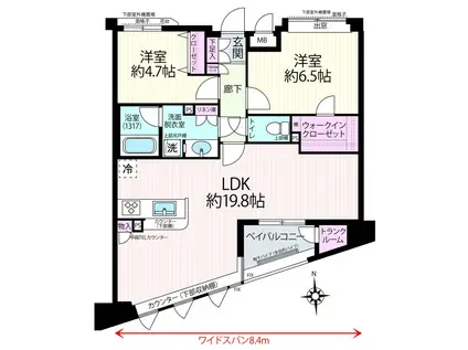 グレイス横浜ポートシティ(2LDK/6階)の間取り写真