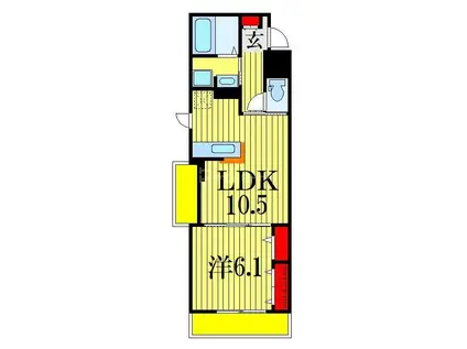 ヒルサイドIII(1LDK/2階)の間取り写真