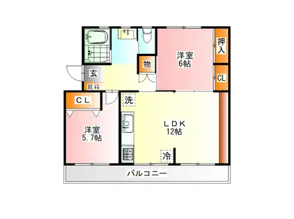 第二富士マンションB(2LDK/3階)の間取り写真