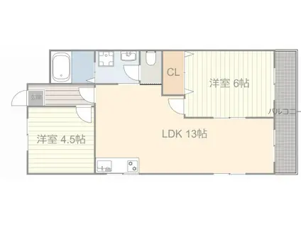 レオハイムKOYA(2LDK/2階)の間取り写真