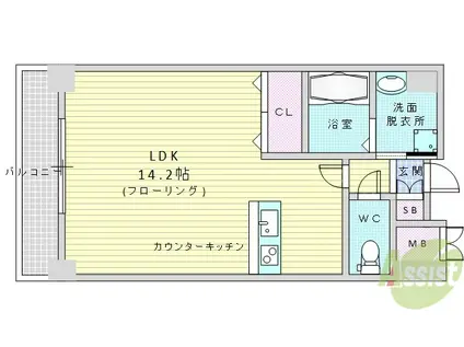 グレンパーク江坂II(ワンルーム/8階)の間取り写真