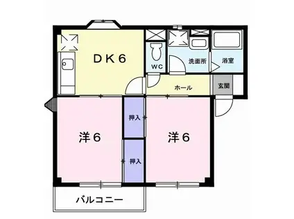 エステート須玖A(2DK/2階)の間取り写真