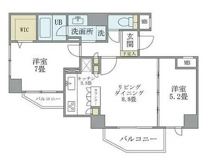 アパートメンツ東山(2LDK/2階)の間取り写真