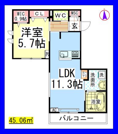 AF メゾンフレア(1LDK/2階)の間取り写真