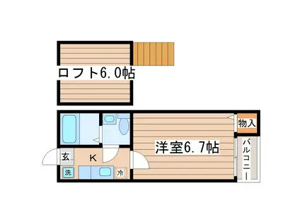 エンルート東仙台(1K/2階)の間取り写真