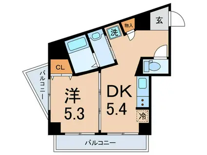 フォンティーナ・K(1DK/4階)の間取り写真
