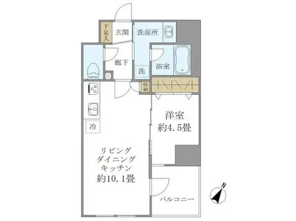 パインステージ白金高輪(1LDK/7階)の間取り写真