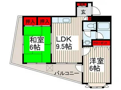 ソマール西竹ノ塚(2LDK/4階)の間取り写真