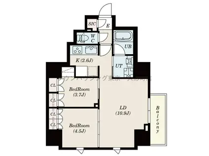 S-RESIDENCE日本橋馬喰町AERE(1SLDK/12階)の間取り写真