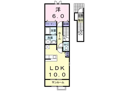 フェリチェI(1LDK/2階)の間取り写真