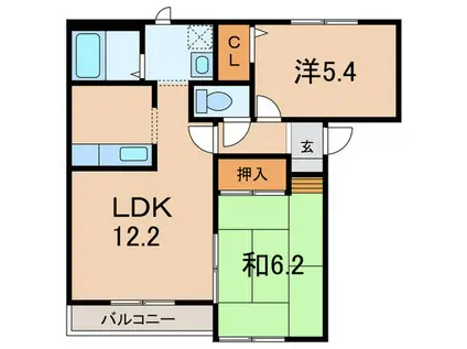 ファジーアドザックスA棟(2LDK/2階)の間取り写真