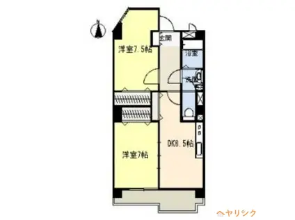 IDAKADAIBLG(2DK/2階)の間取り写真