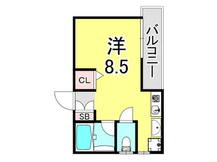 フィオーレ鷹取町(ワンルーム/3階)の間取り写真