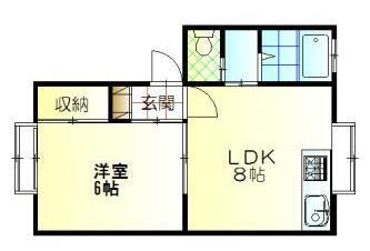 シャンポールまつもとIII(1LDK/1階)の間取り写真