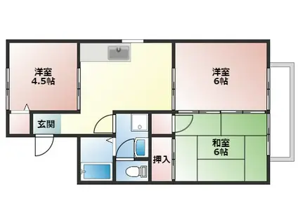 セジュール堀川(3DK/2階)の間取り写真