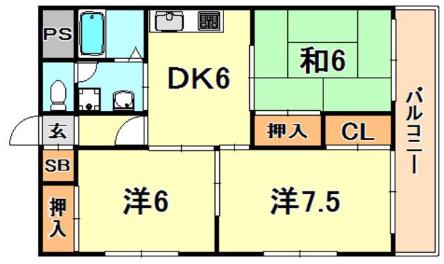 エステートピア日吉(3DK/2階)の間取り写真