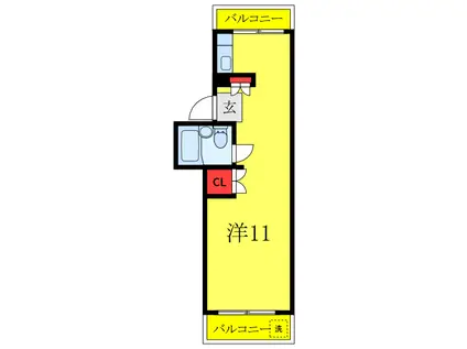 メゾンエーグレット(ワンルーム/3階)の間取り写真