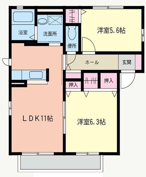 プランドール湘南C(2LDK/1階)の間取り写真